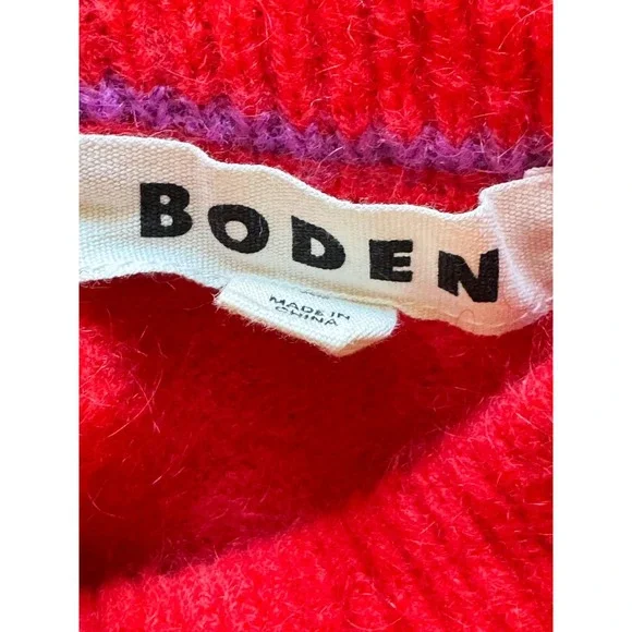 Boden Red Fluffy Bow Back Jumper Sweater Velvet Tie Women's Size XS - Picture 10 of 14
